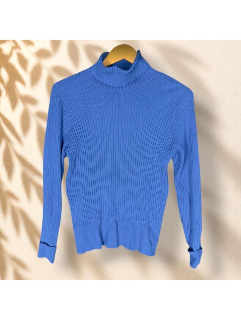 Apt. 9 Sweater Pullover Women S Small Blue Knit Turtleneck Long Sleeve Soft